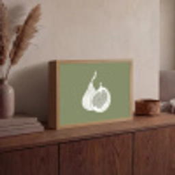 Vijgen - Minimalistisch - Getekend - Mosgroen Light Box met batterij (Wandlamp) middel -sfeer2