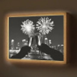 Vuurwerk - Proosten - Skyline - Champagne Light Box met batterij (Wandlamp) middel -z3d_website