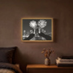 Vuurwerk - Proosten - Skyline - Champagne Light Box met batterij (Wandlamp) middel -sfeer4