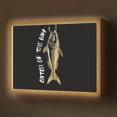 Vis - Zwart - Goud - Tekst Light Box met batterij (Wandlamp) middel -z3d_website