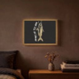 Vis - Zwart - Goud - Tekst Light Box met batterij (Wandlamp) middel -sfeer4