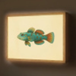 Vis - Blauw - Stippen - Schubben Light Box met batterij (Wandlamp) middel -z3d_website
