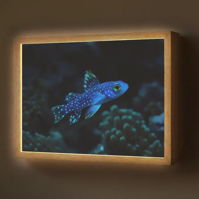 Vis - Stippen - Koraal - Blauw Light Box met batterij (Wandlamp) middel -z3d_website