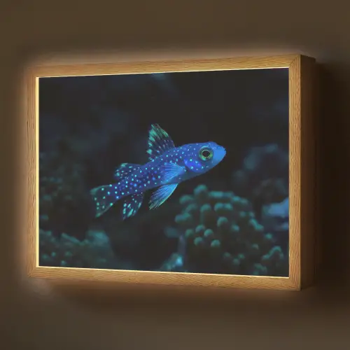 Vis - Stippen - Koraal - Blauw Light Box met batterij (Wandlamp) middel -z3d_website