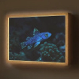 Vis - Stippen - Koraal - Blauw Light Box met batterij (Wandlamp) middel -z3d_website