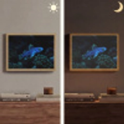 Vis - Stippen - Koraal - Blauw Light Box met batterij (Wandlamp) middel -sfeer3