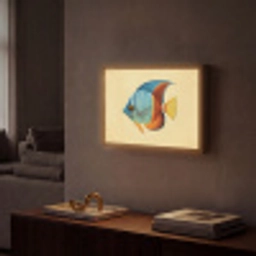 Vis - Vinnen - Blauw - Ogen Light Box met batterij (Wandlamp) middel -sfeer1