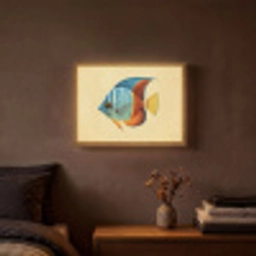 Vis - Vinnen - Blauw - Ogen Light Box met batterij (Wandlamp) middel -sfeer4