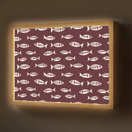 Vissen - Grafisch - Patroon - Donker Light Box met batterij (Wandlamp) middel 907 -z3d_website