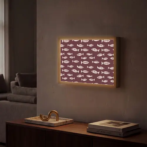 Vissen - Grafisch - Patroon - Donker Light Box met batterij (Wandlamp) middel 907 -sfeer1