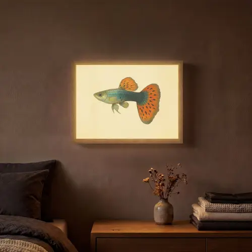 Vis - illustratie - Stippen - Oranje Light Box met batterij (Wandlamp) middel -sfeer4