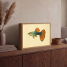 Vis - illustratie - Stippen - Oranje Light Box met batterij (Wandlamp) middel -sfeer2