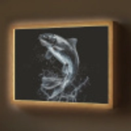 Vis - Koi - Zwart - Water Light Box met batterij (Wandlamp) middel -z3d_website