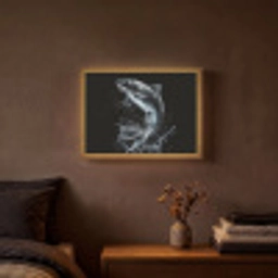 Vis - Koi - Zwart - Water Light Box met batterij (Wandlamp) middel -sfeer4