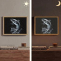 Vis - Koi - Zwart - Water Light Box met batterij (Wandlamp) middel -sfeer3