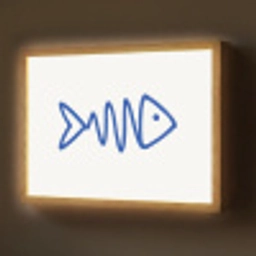 Vis - Minimalistisch - Blauw - Lijn Light Box met batterij (Wandlamp) middel -z3d_website