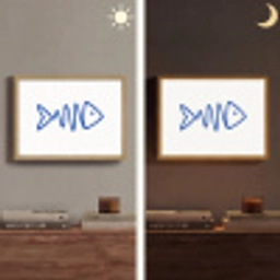Vis - Minimalistisch - Blauw - Lijn Light Box met batterij (Wandlamp) middel -sfeer3