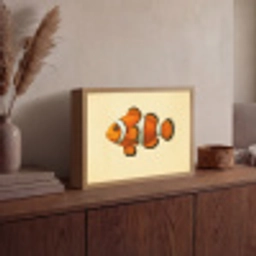 Vis - Oranje - Strepen Light Box met batterij (Wandlamp) middel -sfeer2