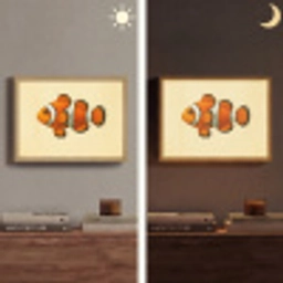 Vis - Oranje - Strepen Light Box met batterij (Wandlamp) middel -sfeer3
