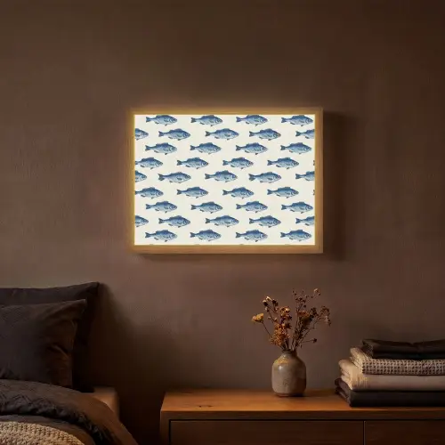 Vis - Patroon - Blauw Light Box met batterij (Wandlamp) middel 907 -sfeer4