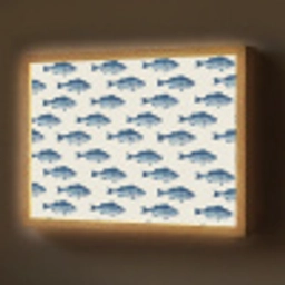 Vis - Patroon - Blauw Light Box met batterij (Wandlamp) middel 907 -z3d_website