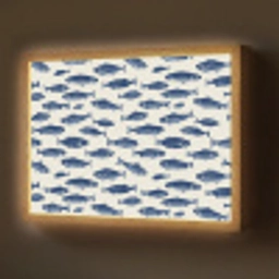 Vissen - Patroon - Blauw - Wit Light Box met batterij (Wandlamp) middel 907 -z3d_website