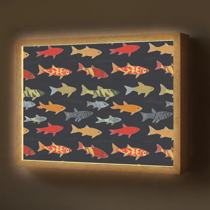 Vissen - Patroon - Kleurrijk Light Box met batterij (Wandlamp) middel 907 -z3d_website