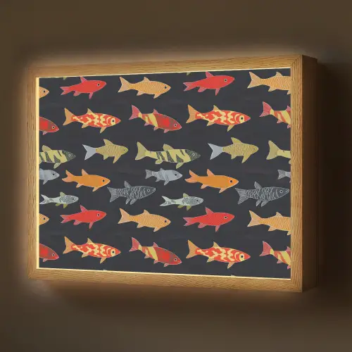 Vissen - Patroon - Kleurrijk Light Box met batterij (Wandlamp) middel 907 -z3d_website