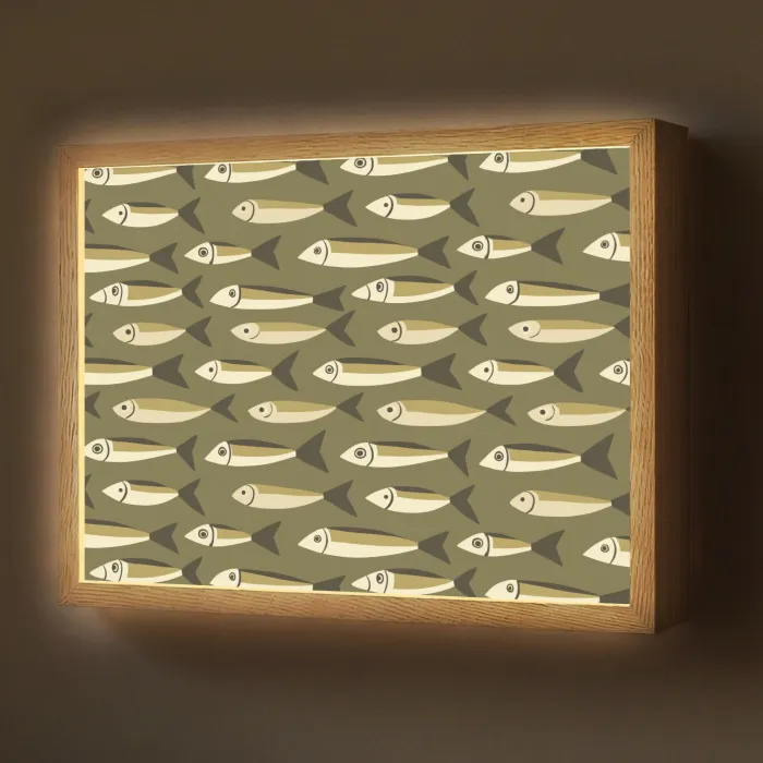 Vis - Patroon - Groen Light Box met batterij (Wandlamp) middel 907 -z3d_website