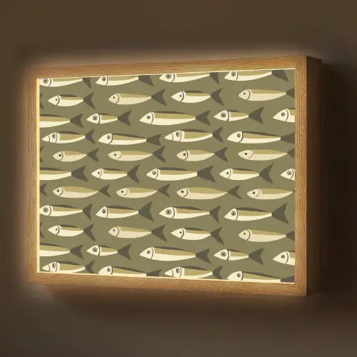 Vis - Patroon - Groen Light Box met batterij (Wandlamp) middel 907 -z3d_website