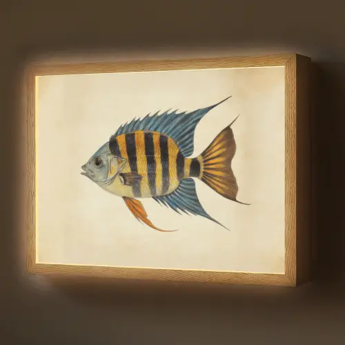 Vis - Tropisch - Strepen - Vinnen Light Box met batterij (Wandlamp) middel -z3d_website