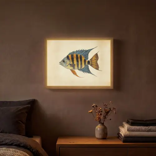Vis - Tropisch - Strepen - Vinnen Light Box met batterij (Wandlamp) middel -sfeer4