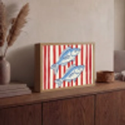 Vissen - Verticale strepen - Blauw - Rood Light Box met batterij (Wandlamp) middel -sfeer2