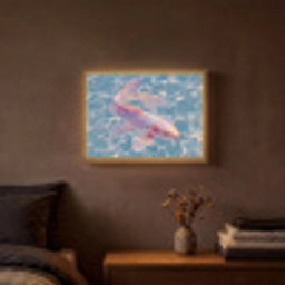 Vis - Water - Blauw - Licht Light Box met batterij (Wandlamp) middel -sfeer4