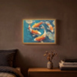 Vissen - Waterlelies - Oranje - Water Light Box met batterij (Wandlamp) middel -sfeer4