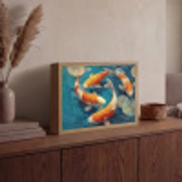Vissen - Waterlelies - Oranje - Water Light Box met batterij (Wandlamp) middel -sfeer2