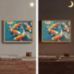 Vissen - Waterlelies - Oranje - Water Light Box met batterij (Wandlamp) middel -sfeer3