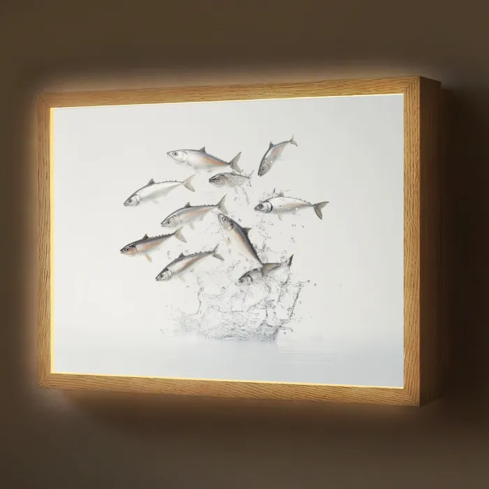 Vissen - Water - Wit Light Box met batterij (Wandlamp) middel -z3d_website
