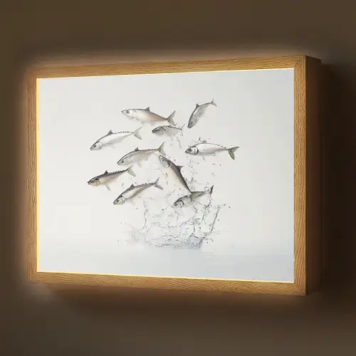 Vissen - Water - Wit Light Box met batterij (Wandlamp) middel -z3d_website