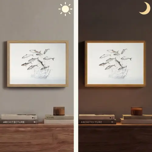 Vissen - Water - Wit Light Box met batterij (Wandlamp) middel -sfeer3