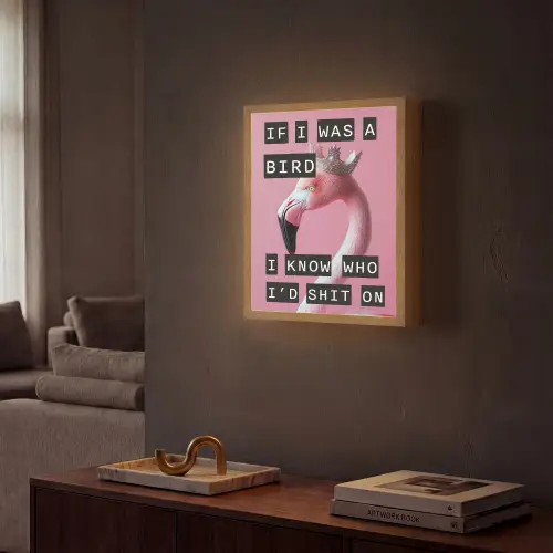 Flamingo - Roze - Vogel - Decoratie Light Box met batterij (Wandlamp) middel -sfeer1