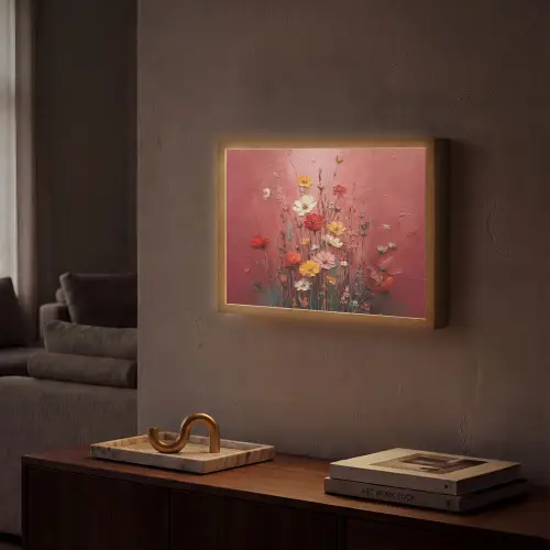 Bloemenboeket - Diepte - Tastbare textuur Light Box met batterij (Wandlamp) middel -sfeer1
