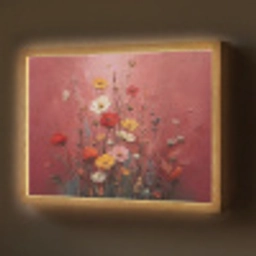 Bloemenboeket - Diepte - Tastbare textuur Light Box met batterij (Wandlamp) middel -z3d_website
