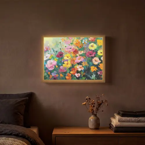 Bloemen explosie - Heldere kleuren - Vrolijk Light Box met batterij (Wandlamp) middel -sfeer4