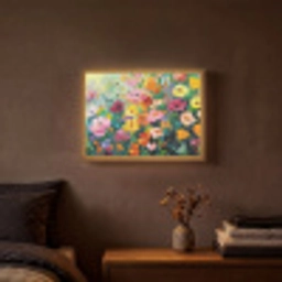 Bloemen explosie - Heldere kleuren - Vrolijk Light Box met batterij (Wandlamp) middel -sfeer4