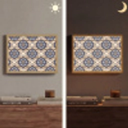 Floraal - Ornament - Blauw Light Box met batterij (Wandlamp) middel 907 -sfeer3