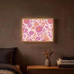 Bloemenpatroon - Roze - Oranje - Bloemen Light Box met batterij (Wandlamp) middel -sfeer4