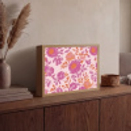 Bloemenpatroon - Roze - Oranje - Bloemen Light Box met batterij (Wandlamp) middel -sfeer2