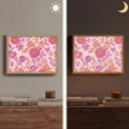 Bloemenpatroon - Roze - Oranje - Bloemen Light Box met batterij (Wandlamp) middel -sfeer3