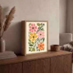 Bloemen - Speels - Kleurrijk Light Box met batterij (Wandlamp) middel -sfeer2